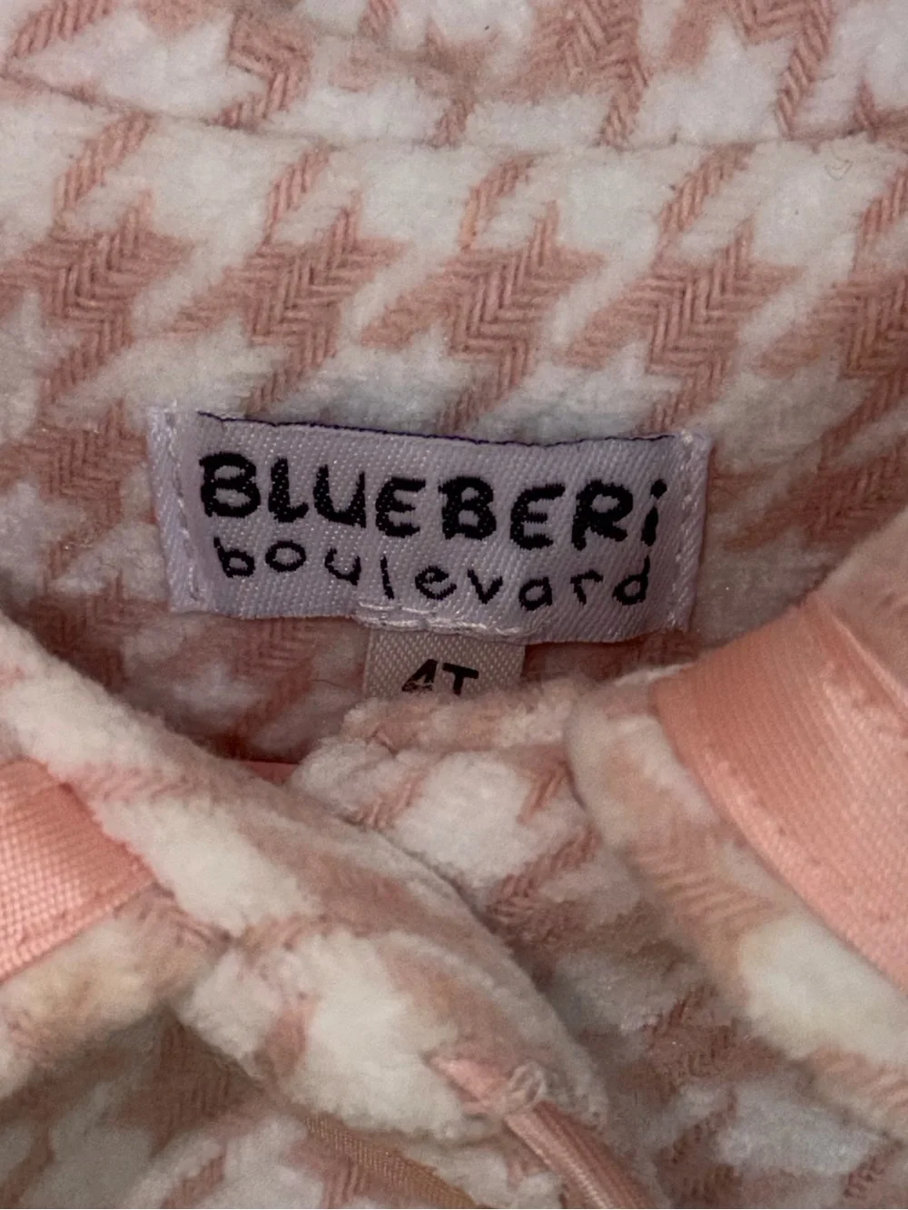 Blueberi Boulevard Pink Houndstooth Coat with Satin Bows